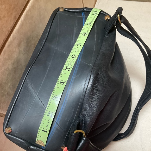 Deux Mains Black Leather Drawstring Backpack small bag rubber bottom - Picture 9 of 15